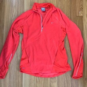Peach fleece half-zip Nike workout jacket